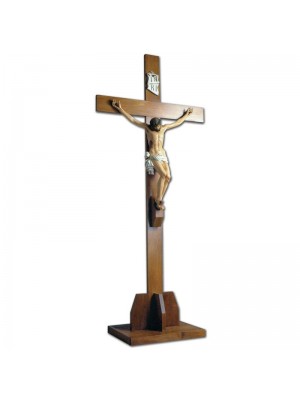 Crucifijo Fibra de Vidrio con Cruz y Base Madera 11069